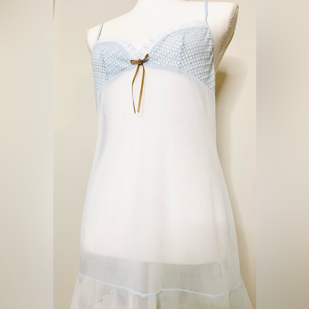 Victoria’s Secret Dream Angels Chemise Vintage Y2K Babydoll Sheer Blue Large